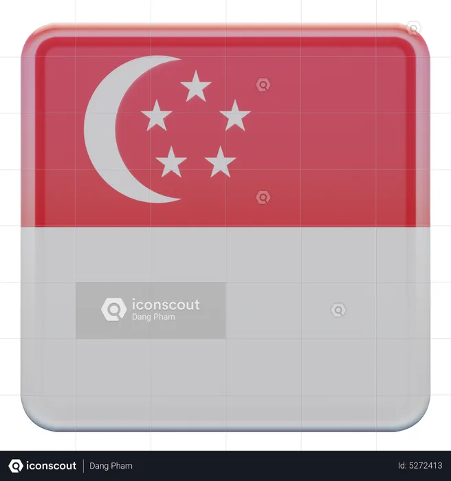 Singapore Square Flag Flag 3D Icon