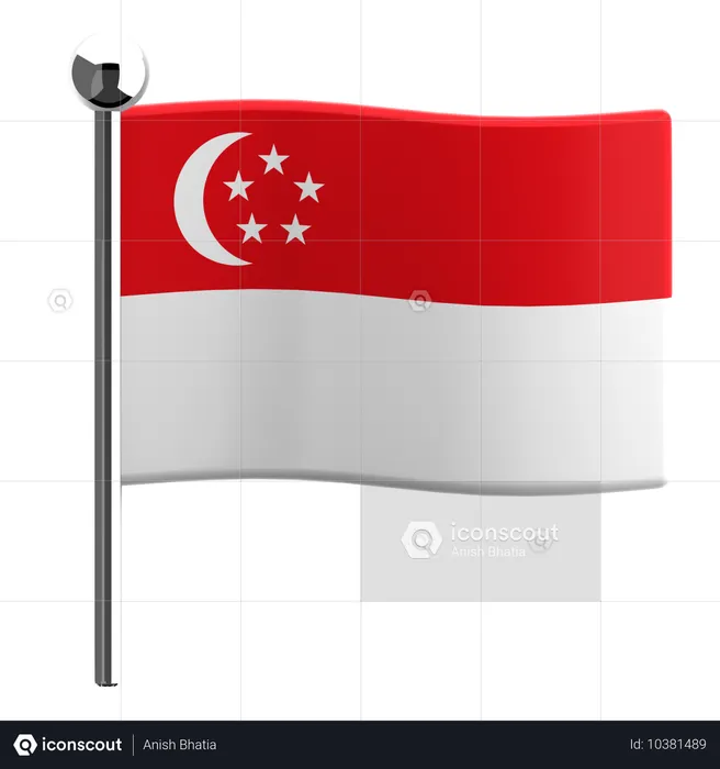 Singapur Flag 3D Icon