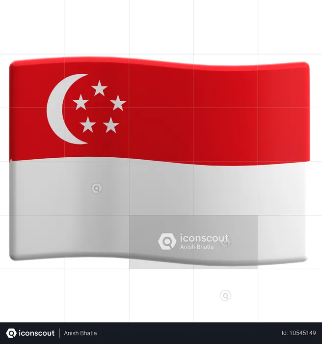 Singapur Flag 3D Icon