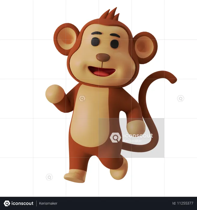 Singe qui marche  3D Illustration