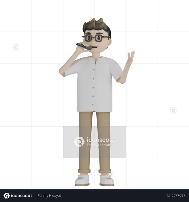 Singer Singing Song  3D Illustration