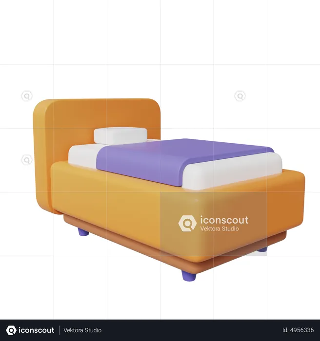 Single Bed  3D Icon