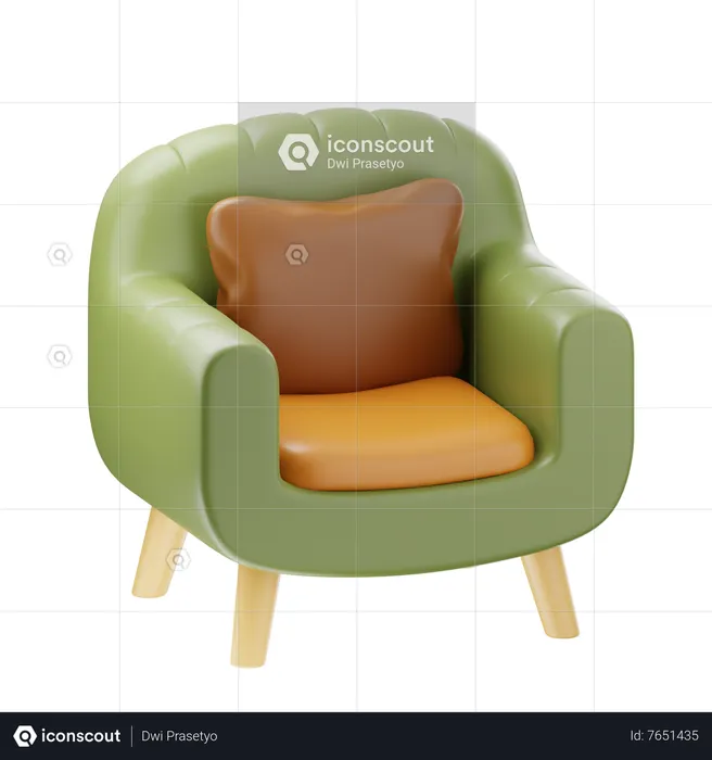 Single Couch  3D Icon