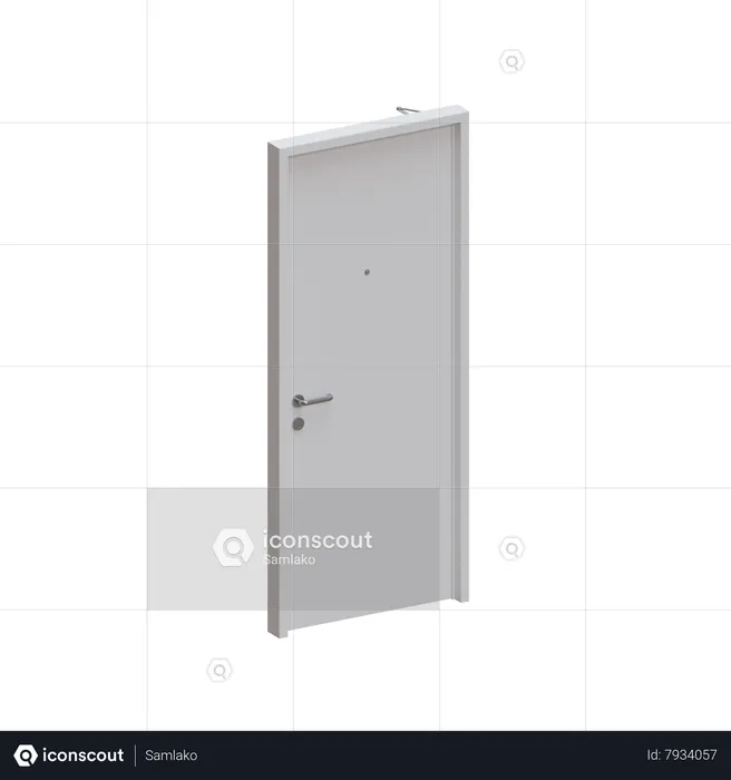 Single Wood Door  3D Icon
