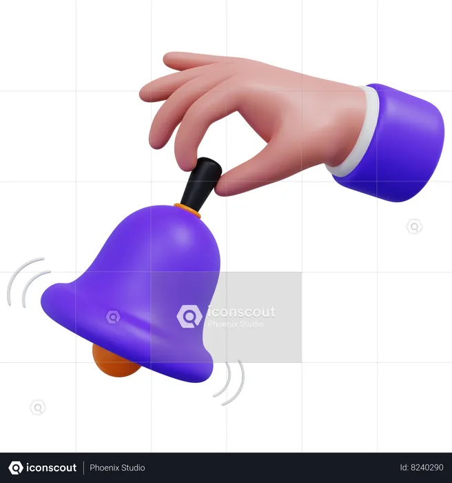 Mão segurando o sino  3D Icon