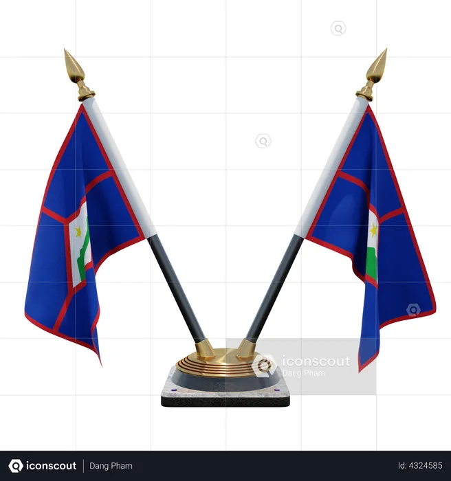 Sint Eustatius Double Desk Flag Stand Flag 3D Illustration