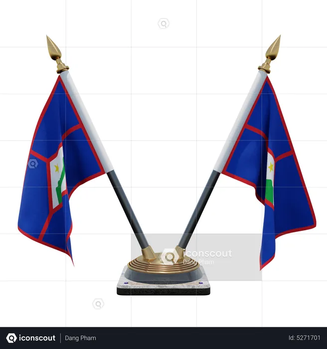 Sint Eustatius Double (V) Desk Flag Stand Flag 3D Icon