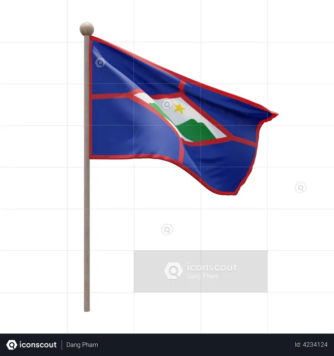 Sint Eustatius Flag Pole  3D Illustration