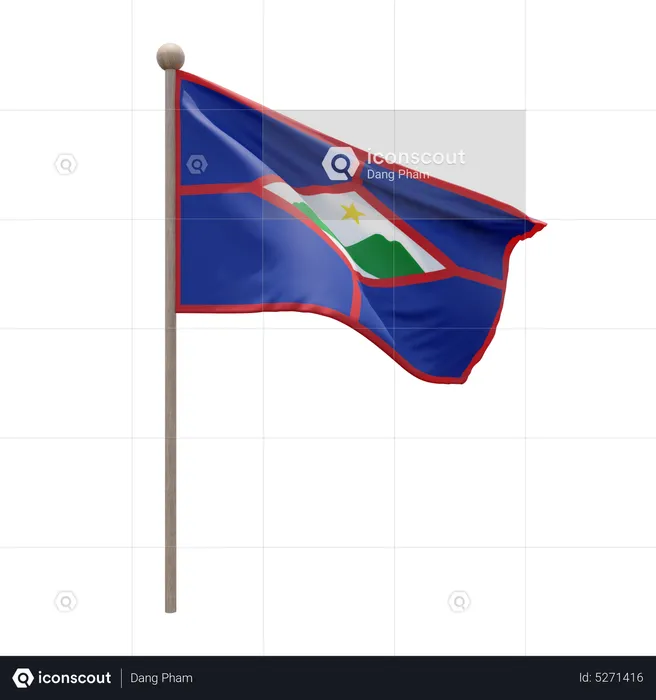 Sint Eustatius Flagpole Flag 3D Icon