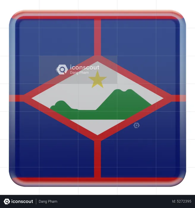 Sint Eustatius Square Flag Flag 3D Icon