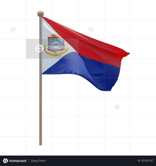 Sint Maarten Flag Pole  3D Flag