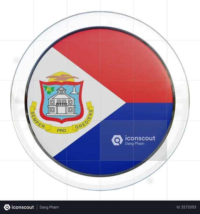 Sint Maarten Round Flag Flag 3D Icon