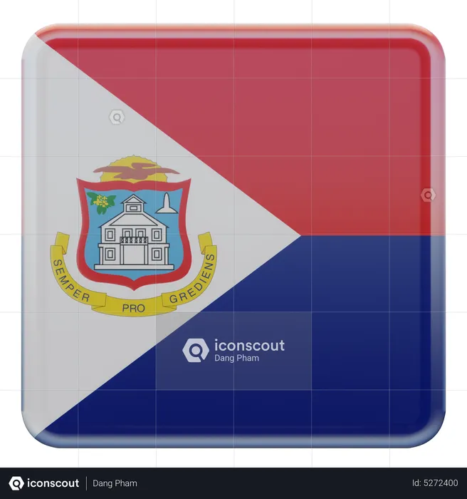 Sint Maarten Square Flag Flag 3D Icon
