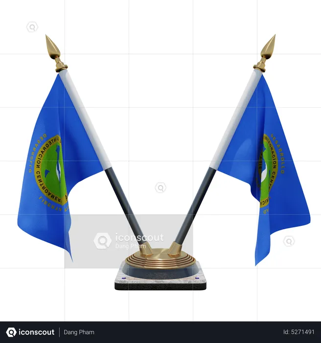 Soporte de bandera de escritorio doble (V) del Sistema de Integración Centroamericana Flag 3D Icon