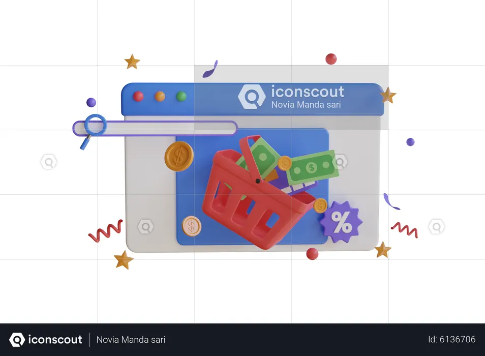 Site de compras  3D Icon