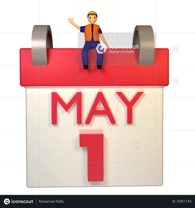Site labour celebrating Happy Labour Day  3D Illustration