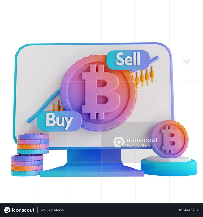 Site d'échange de bitcoins  3D Illustration