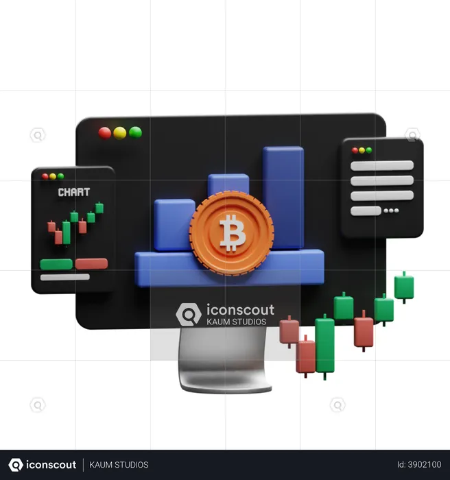 Sitio web de cripto bitcoin  3D Illustration