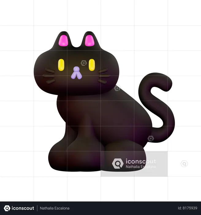 Sitting Cat Looking Forward  3D Illustration