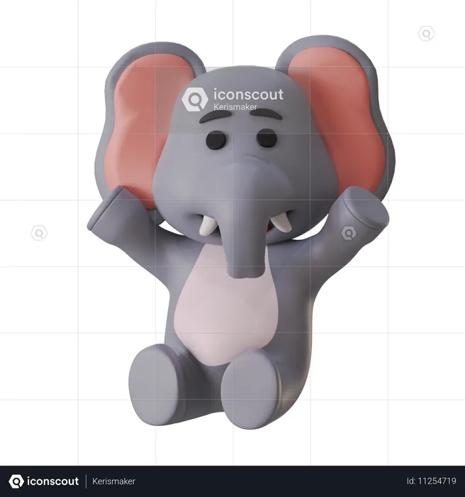 Sitting Elephant  3D Illustration