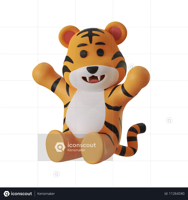 Sitzender Tiger  3D Icon