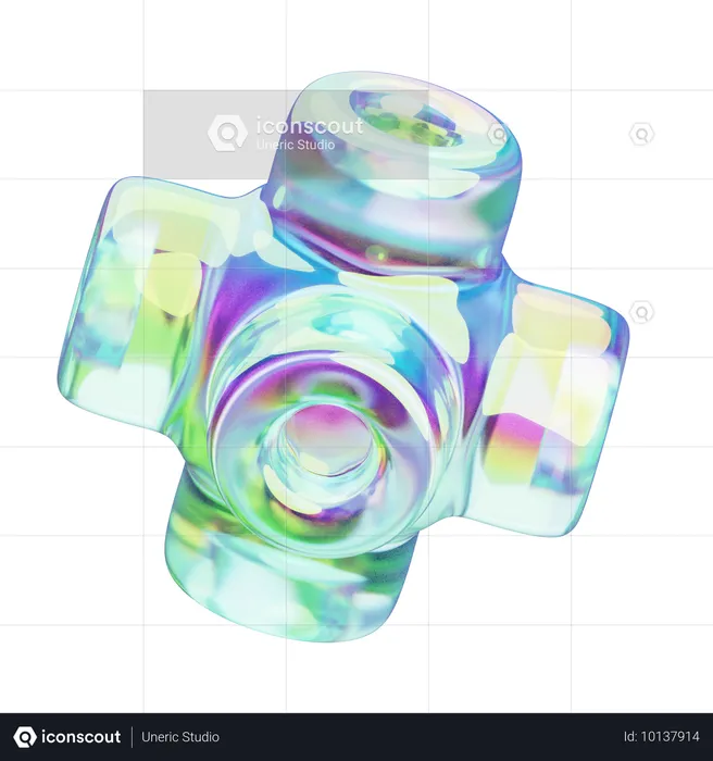 Six Hollow Cilinder Chrome  3D Icon