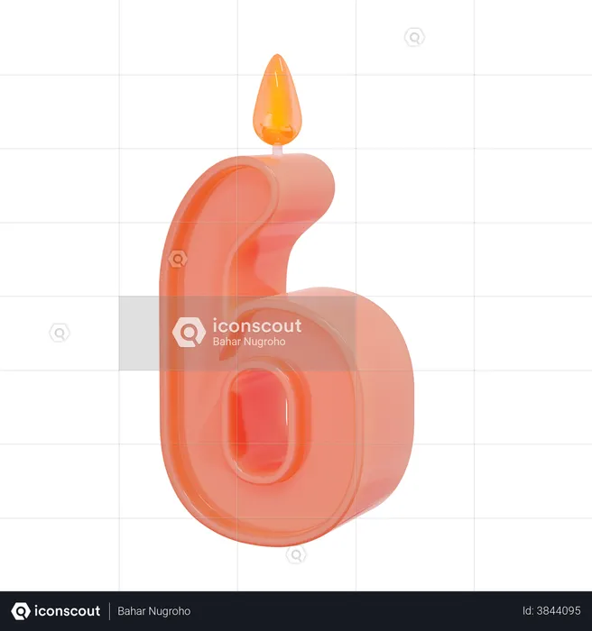Six Number Candle  3D Illustration