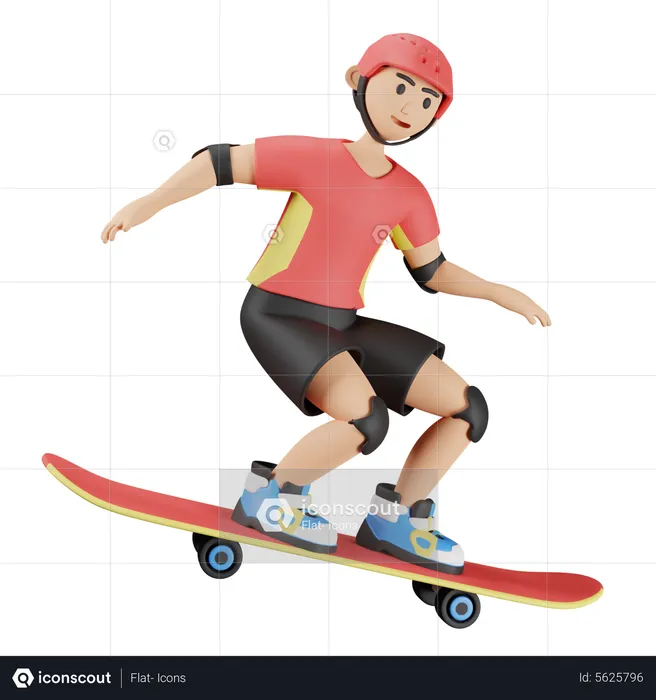 Skate Boarding  3D Illustration
