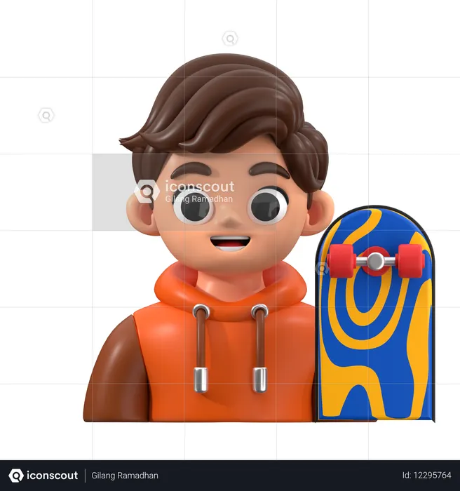 Avatar de skateboarder  3D Icon