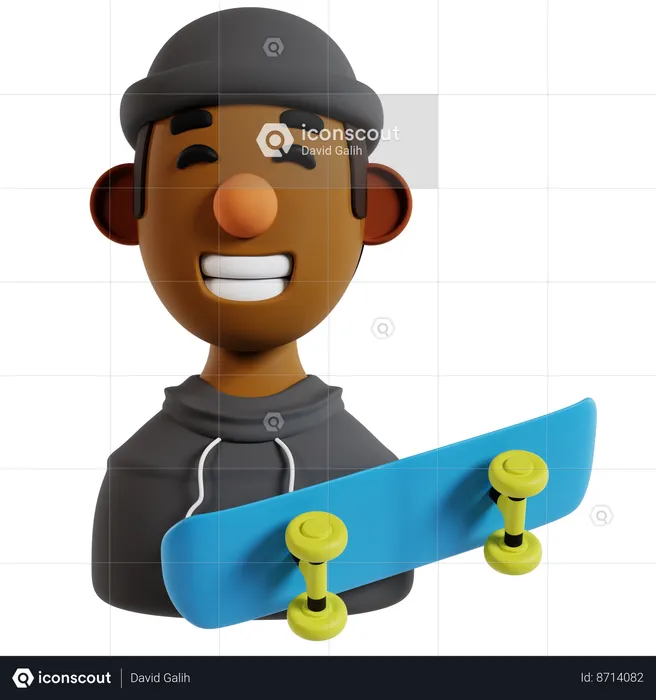 Skateboarding Avatar Icon  3D Icon