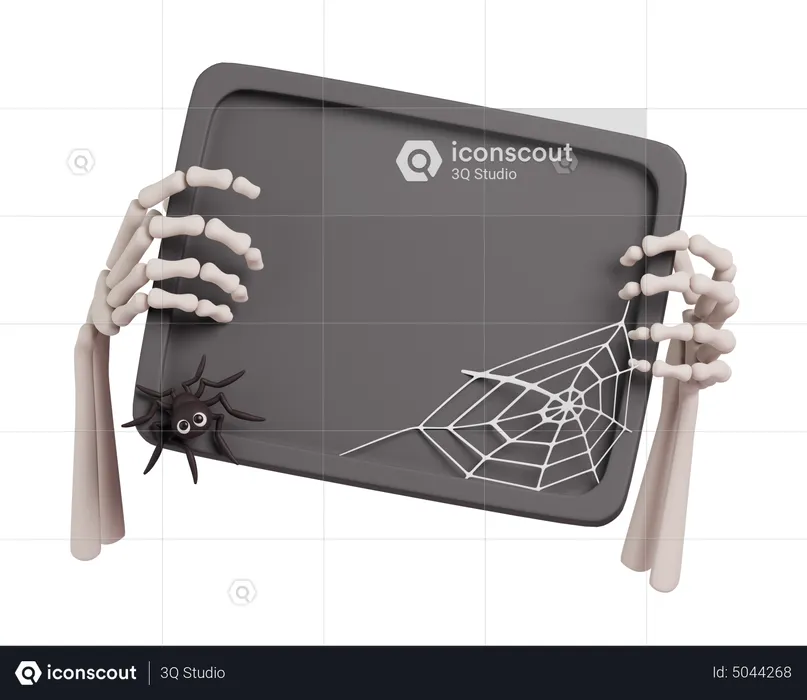 Skeleton Hand Holding A Sign  3D Icon
