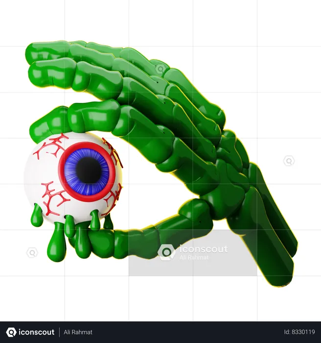 Skeleton Hand Holding Eye Ball  3D Icon