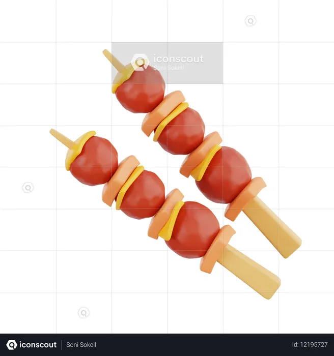 Skewers with Meat  3D Icon