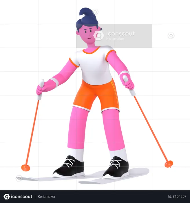 Ski Player  3D Illustration