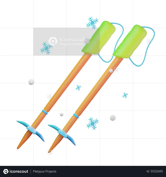 Ski Sticks  3D Icon