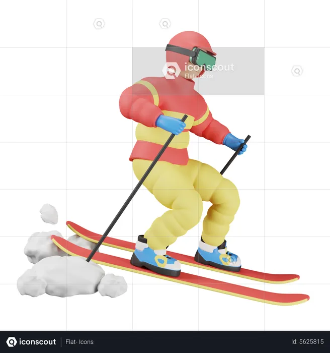 Skiing  3D Illustration