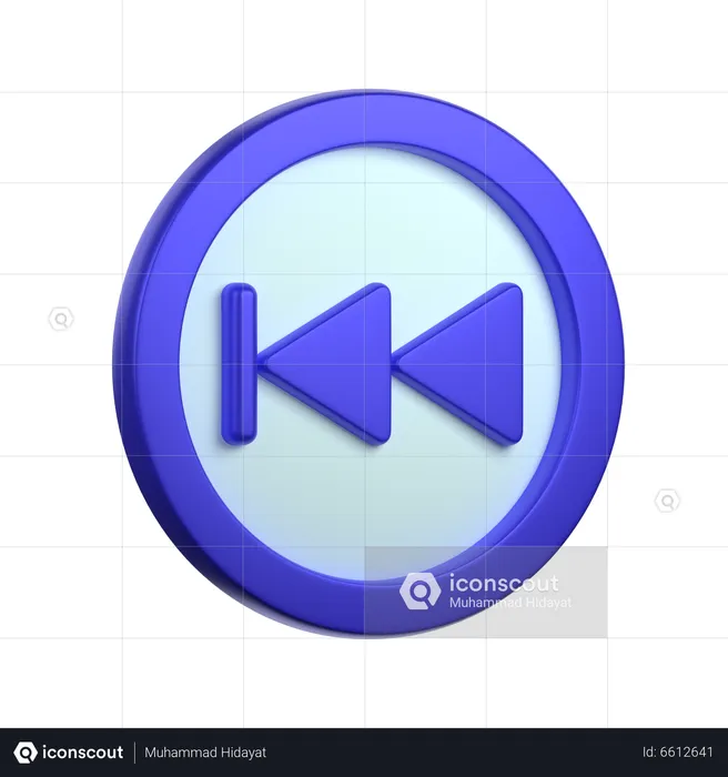 Skip Backward Button  3D Icon