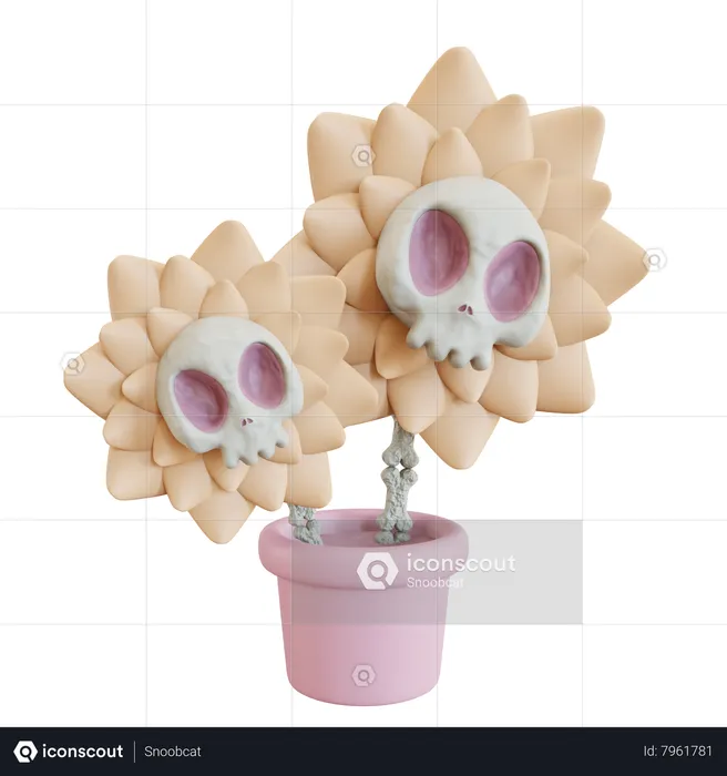Skull Flower  3D Icon