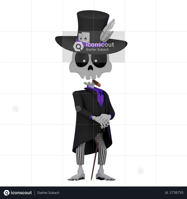 Skull Gambler  3D Illustration