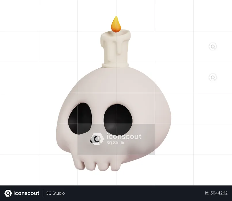 Skull With Candle  3D Icon