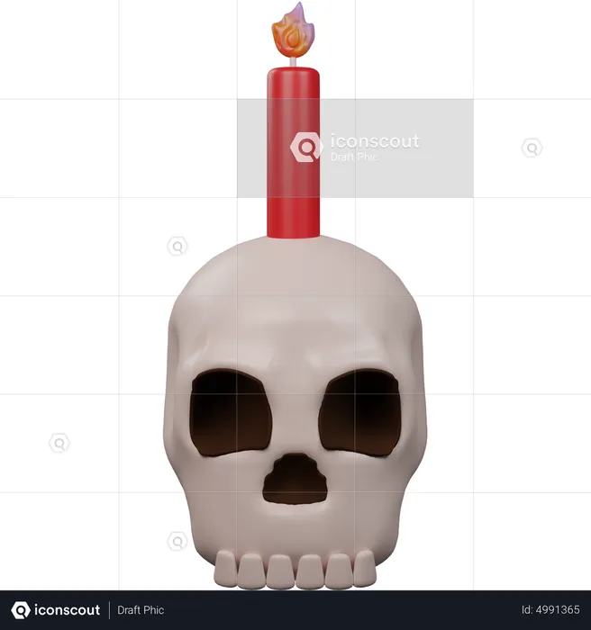 Skull With Candle  3D Icon