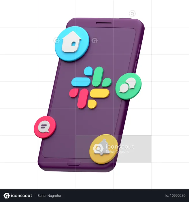 Slack On Smartphone Logo 3D Icon
