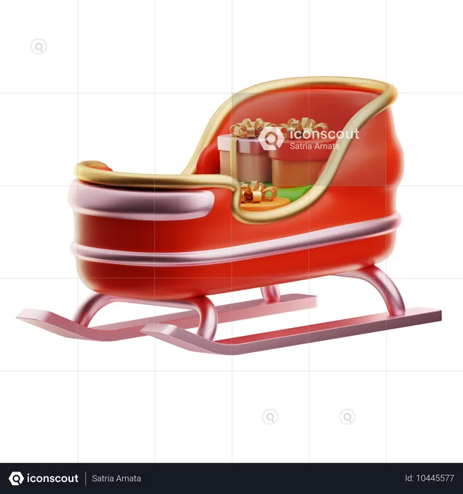 선물 상자가 달린 썰매  3D Icon