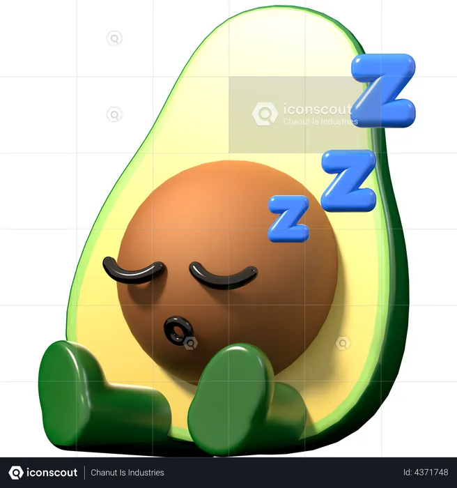 Sleep avocado  3D Illustration