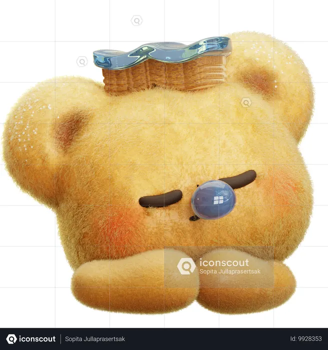 Sleeping Bear with Book Emoji 3D Icon