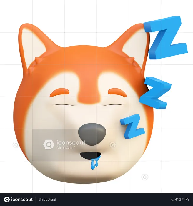 Sleeping dog Emoji 3D Illustration