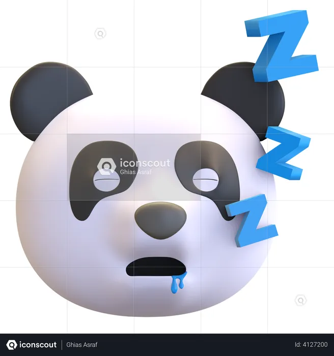 Sleeping panda Emoji 3D Illustration