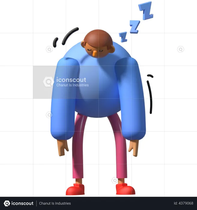 Sleepy man Emoji 3D Illustration