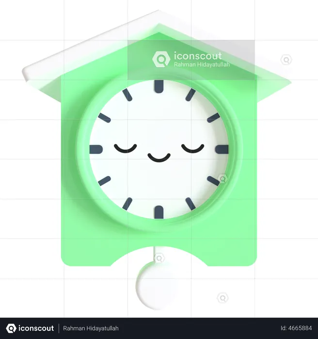 Sleepy Wall Clock  3D Illustration