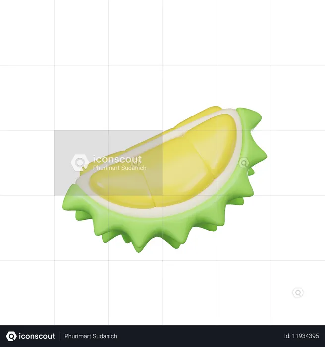 Slice Of Durian Fruit  3D Icon